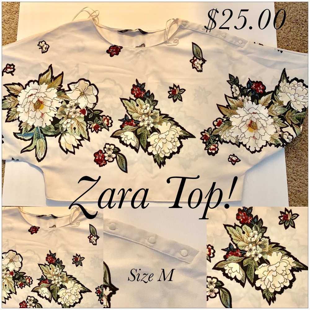 Zara crop Top , like new , floral crop top